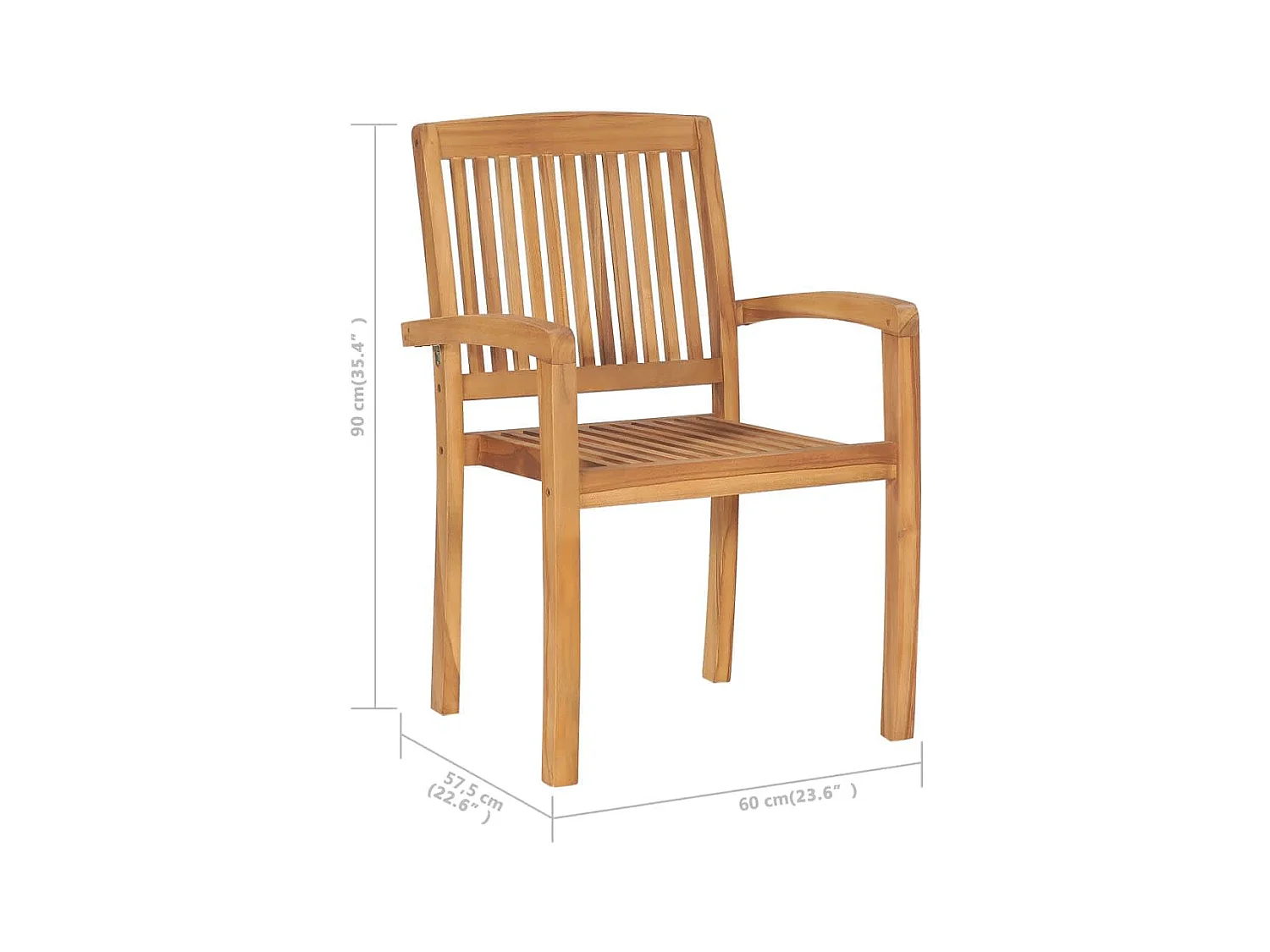 Chaises de jardin empilables lot de 4 Bois de teck solide