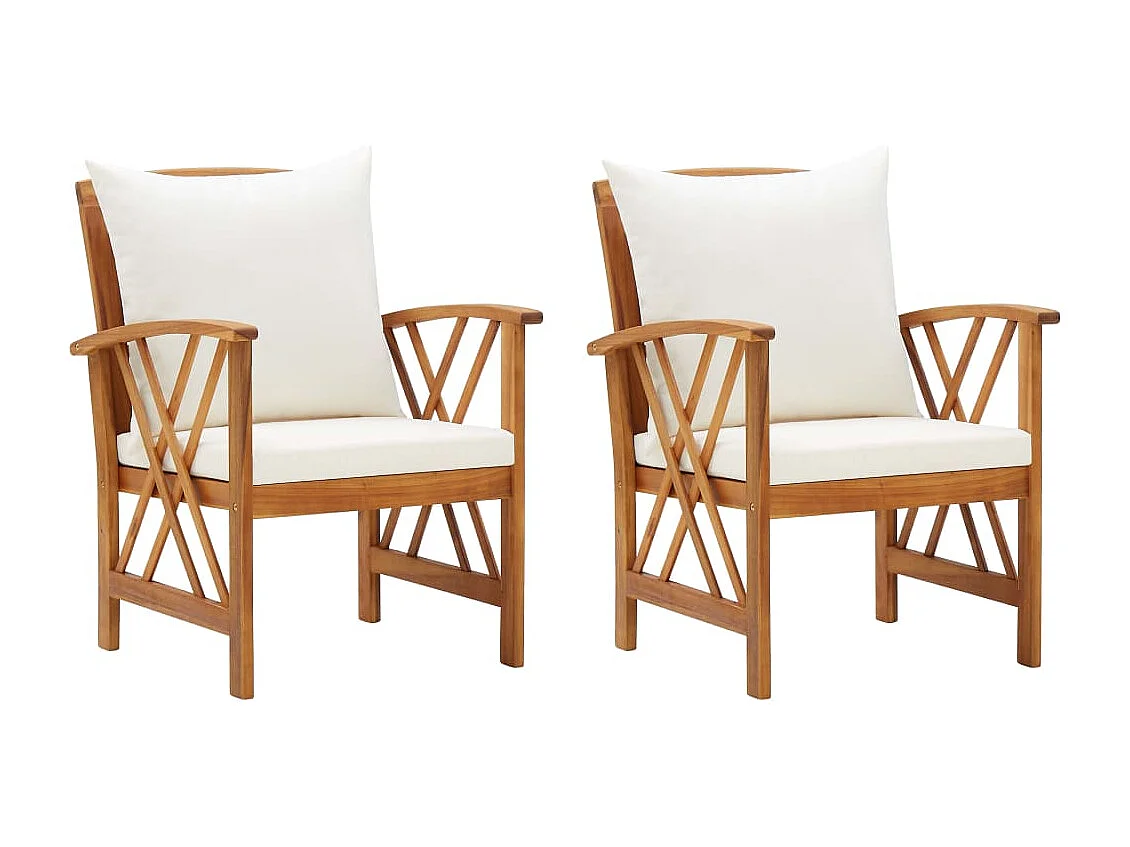 Chaises de jardin avec coussins lot de 2 Bois d'acacia massif