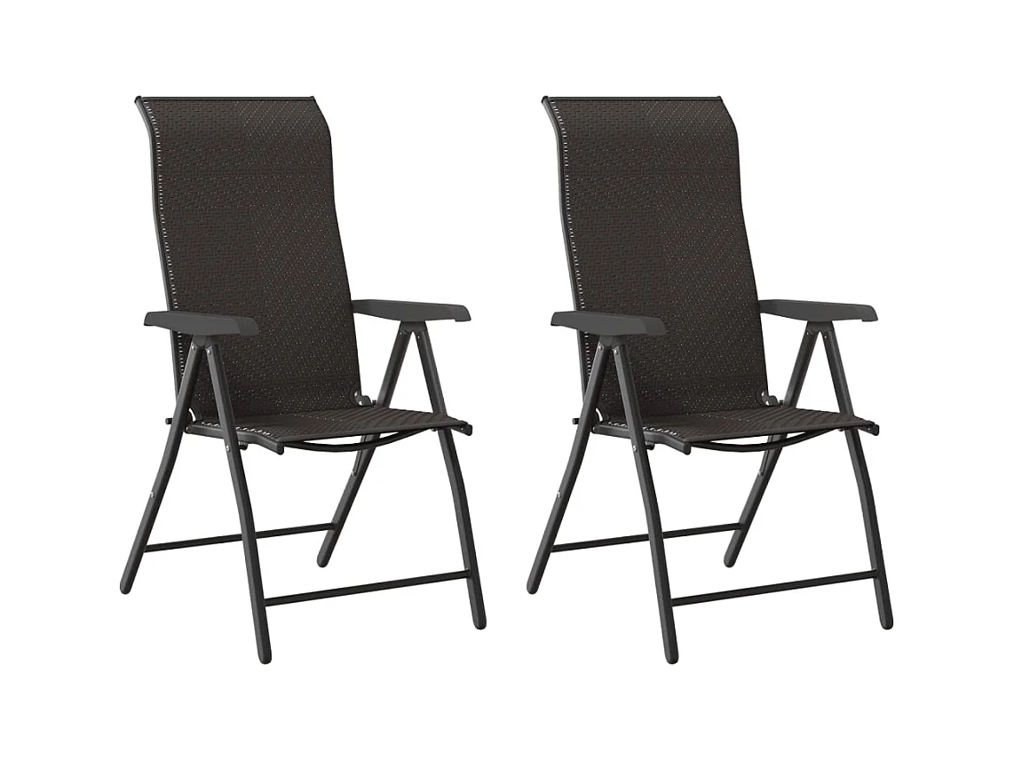 Chaises pliables jardin lot de 2 couleur café noir poly rotin
