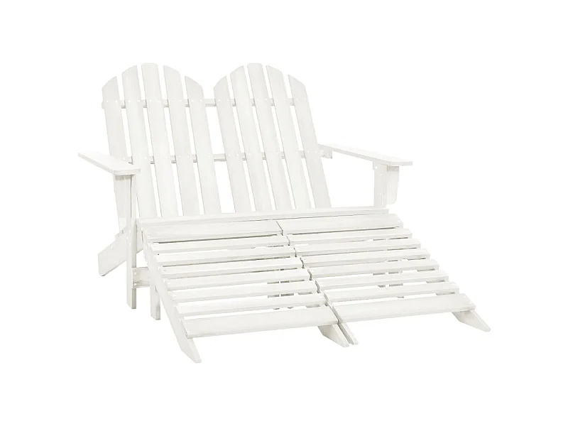 Silla de jardín Adirondack de 2 plazas y reposapiés en abeto blanco