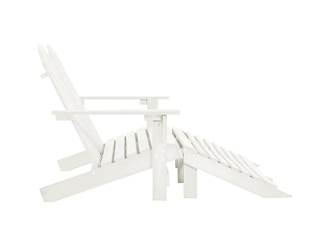 Silla de jardín Adirondack de 2 plazas y reposapiés en abeto blanco