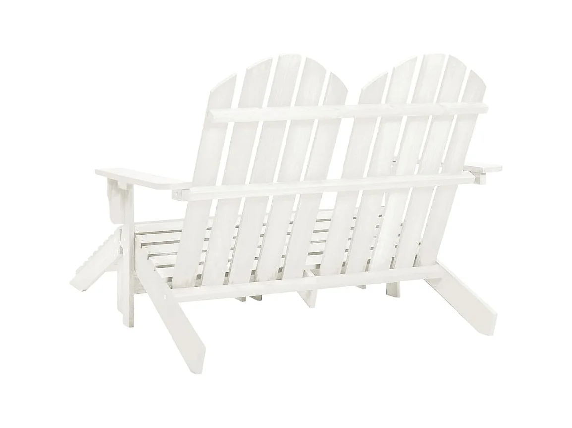 Silla de jardín Adirondack de 2 plazas y reposapiés en abeto blanco