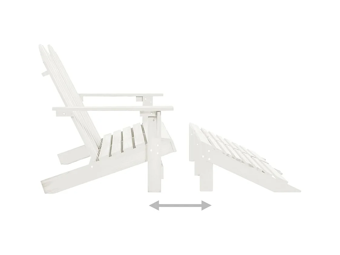 Silla de jardín Adirondack de 2 plazas y reposapiés en abeto blanco
