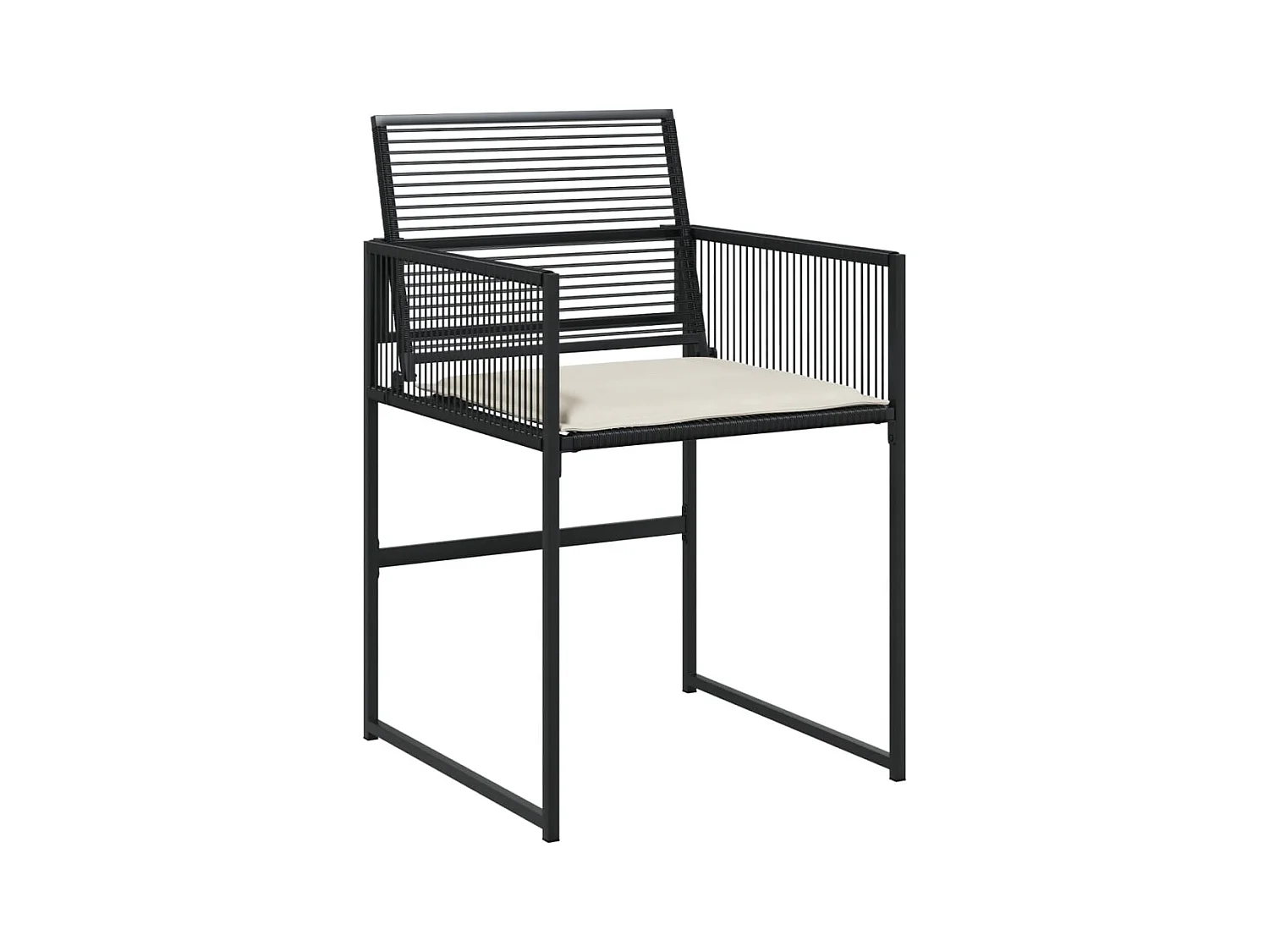 Set di 4 sedie da giardino con cuscini in vimini nero