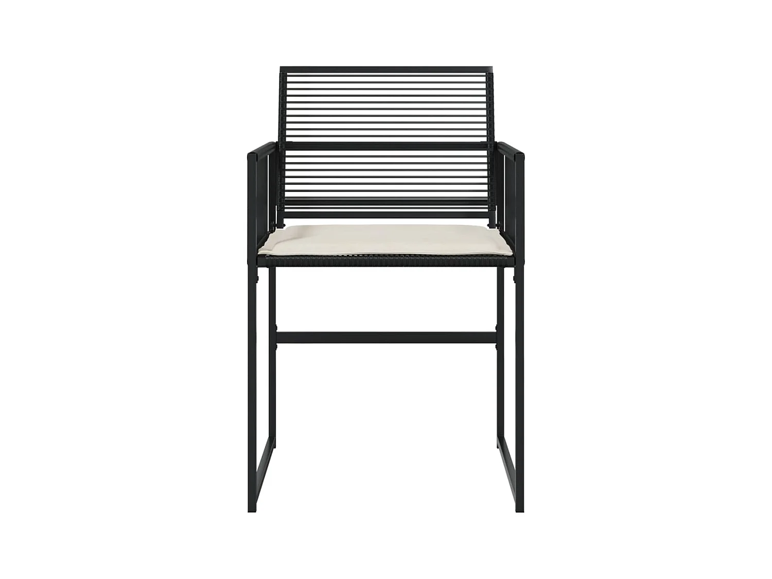 Set di 4 sedie da giardino con cuscini in vimini nero