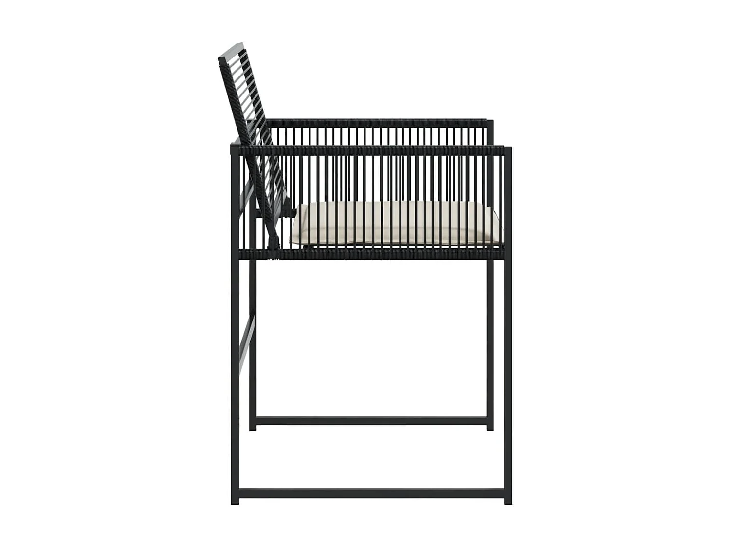 Set di 4 sedie da giardino con cuscini in vimini nero