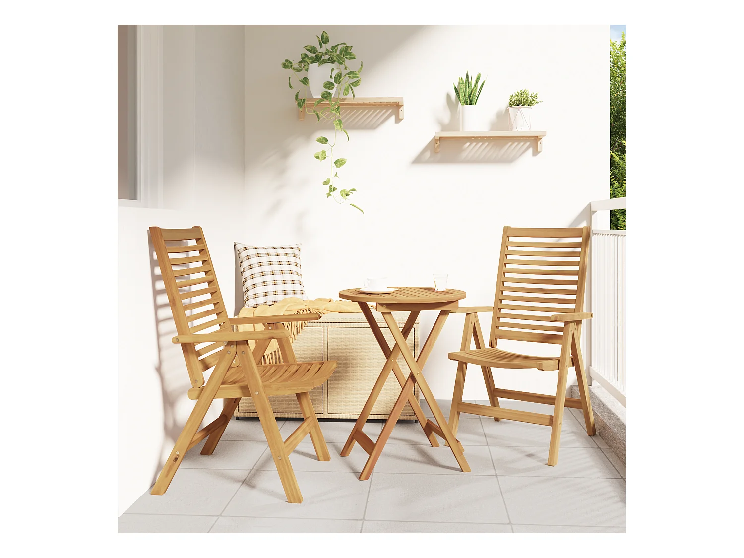 Chaises de jardin 2 pièces en teck