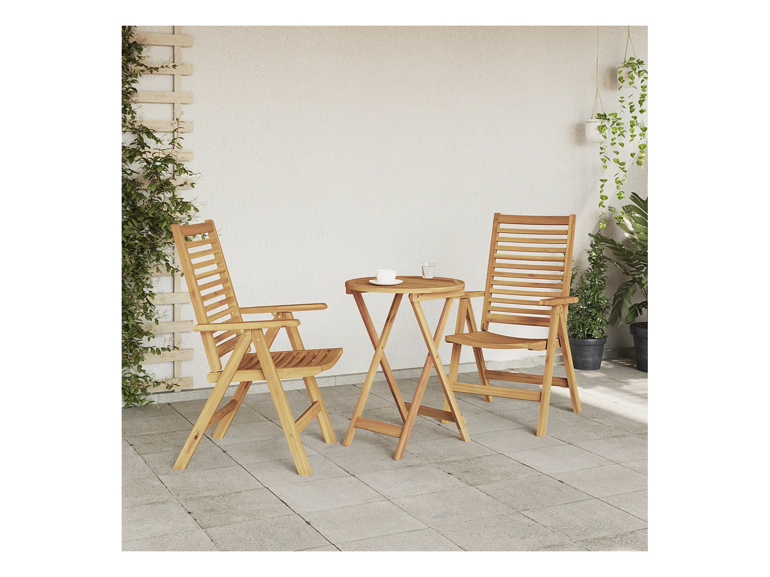 Chaises de jardin 2 pièces en teck