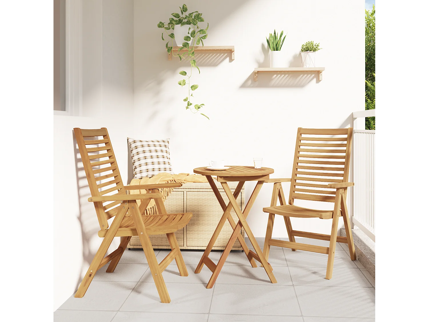 Chaises de jardin 2 pièces en teck