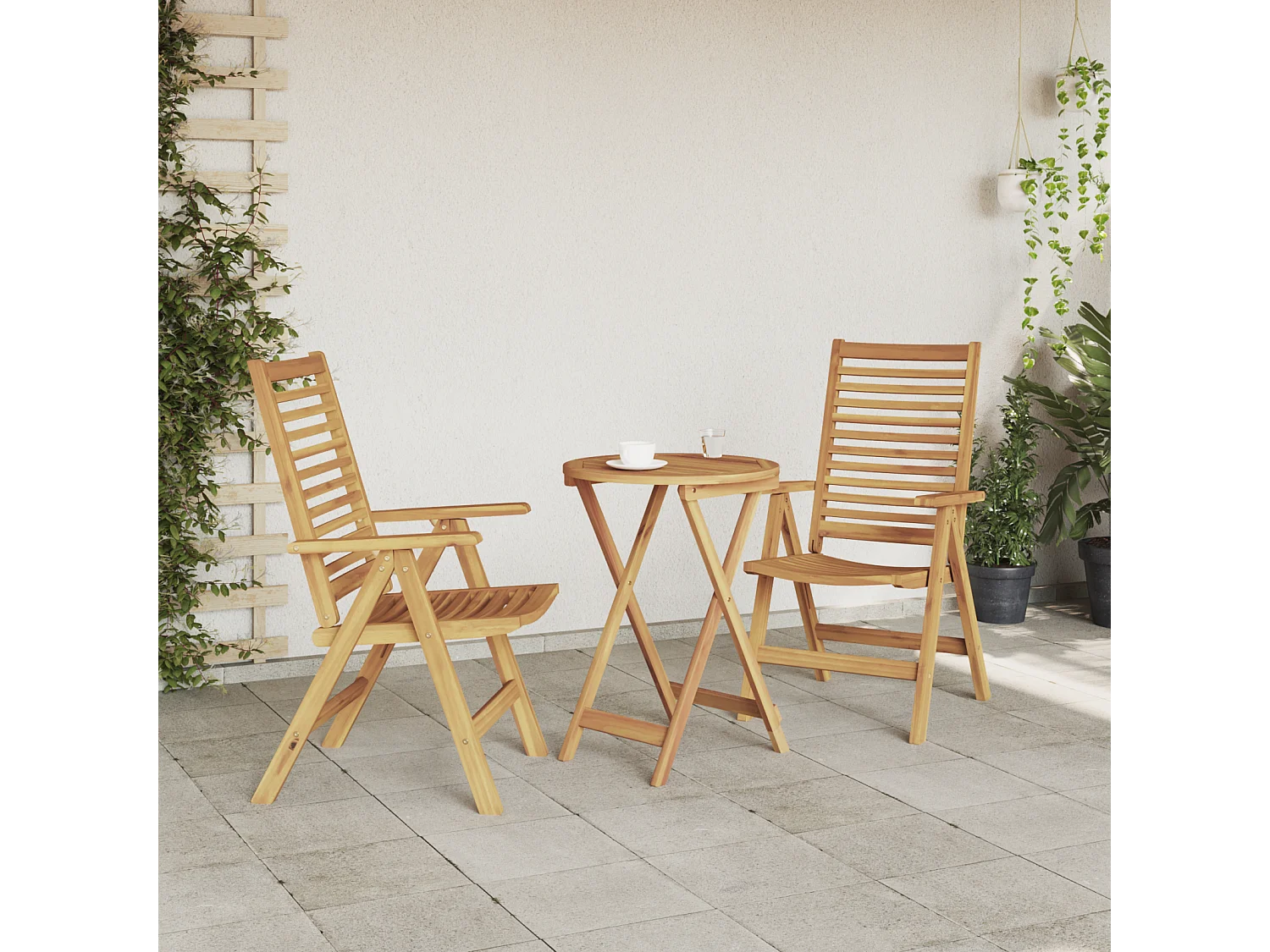 Chaises de jardin 2 pièces en teck