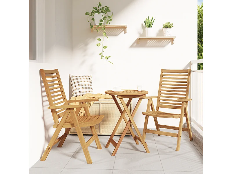 Chaises de jardin 2 pièces en teck