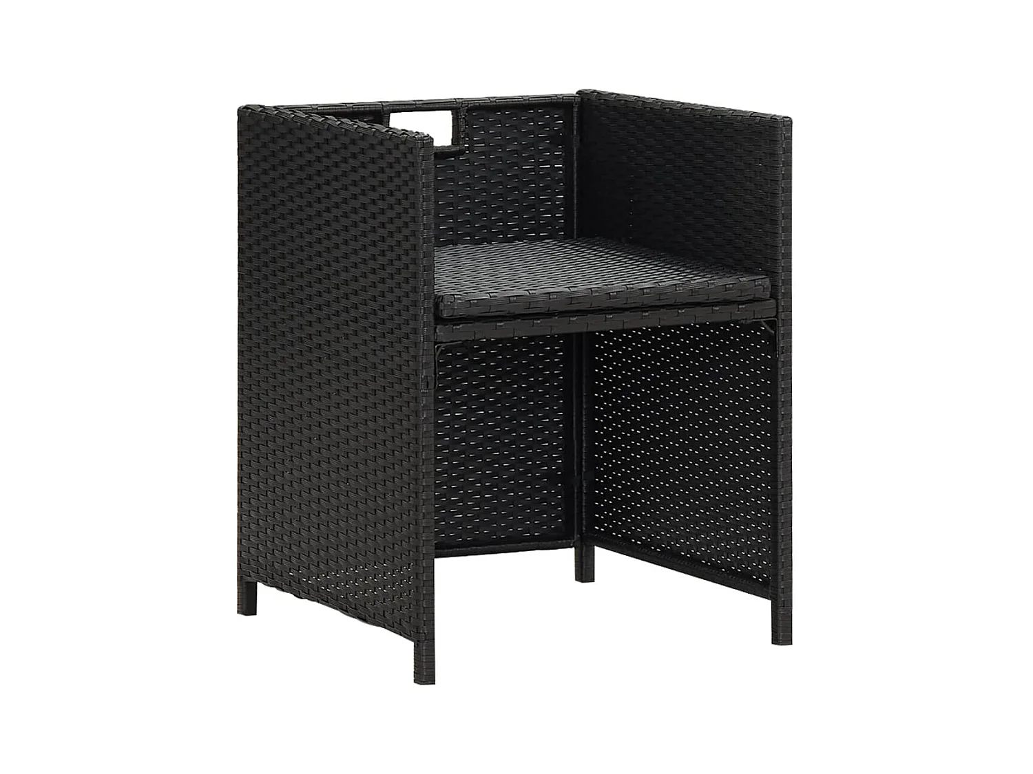 Chaises de jardin lot de 4 Résine tressée Noir