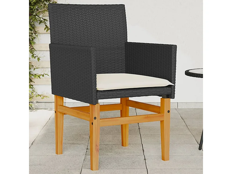 Tuinstoelen kussens set van 2 zwart geweven hars en hout