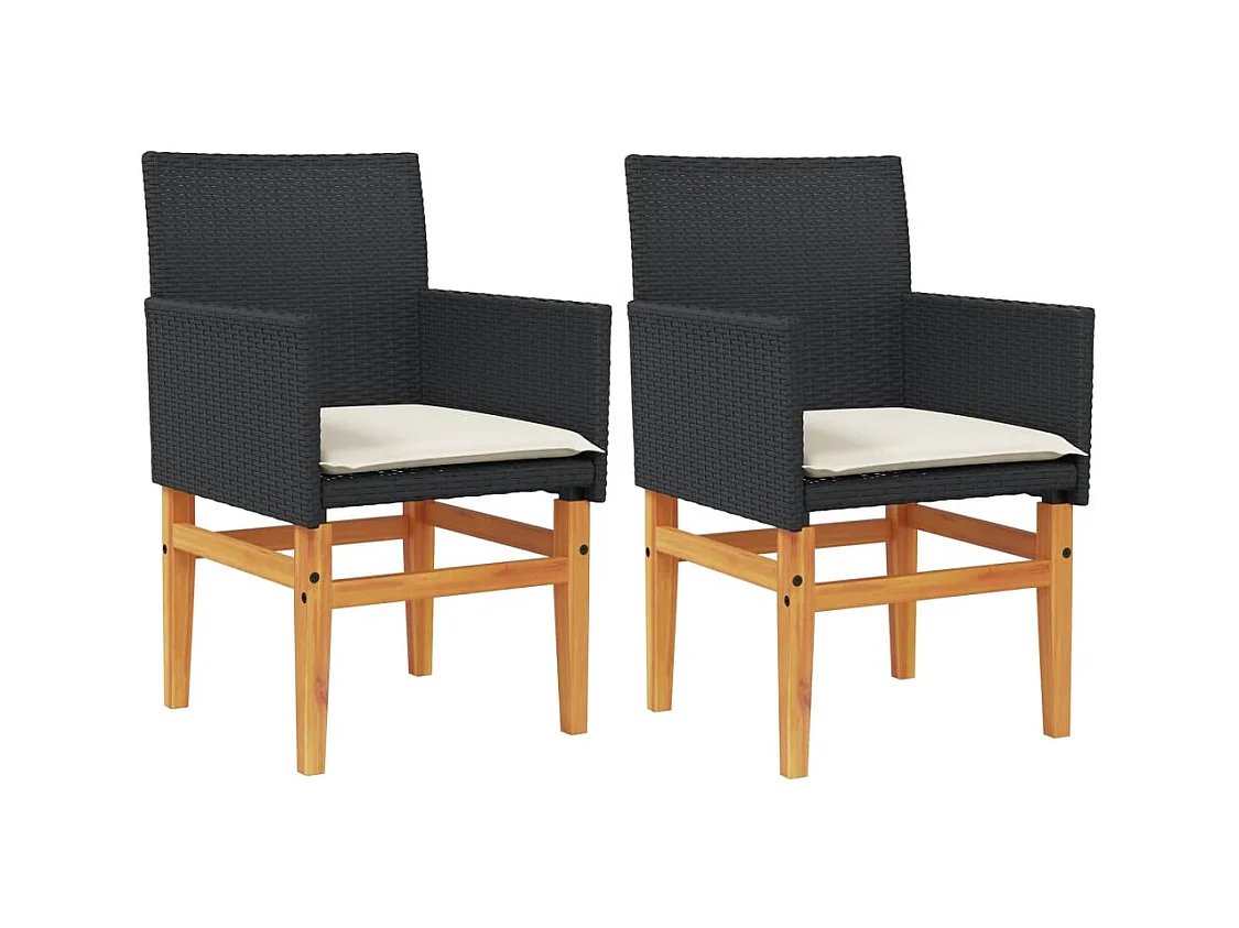 Tuinstoelen kussens set van 2 zwart geweven hars en hout