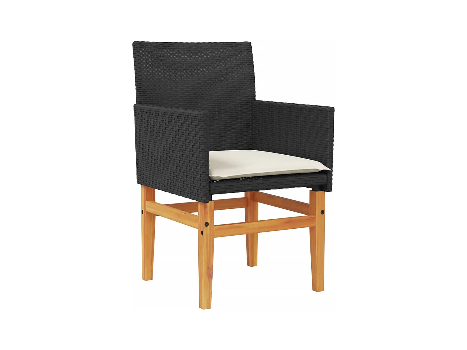 Tuinstoelen kussens set van 2 zwart geweven hars en hout