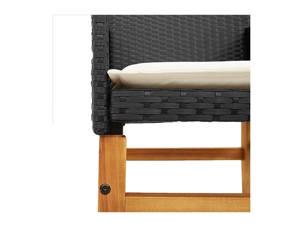 Tuinstoelen kussens set van 2 zwart geweven hars en hout