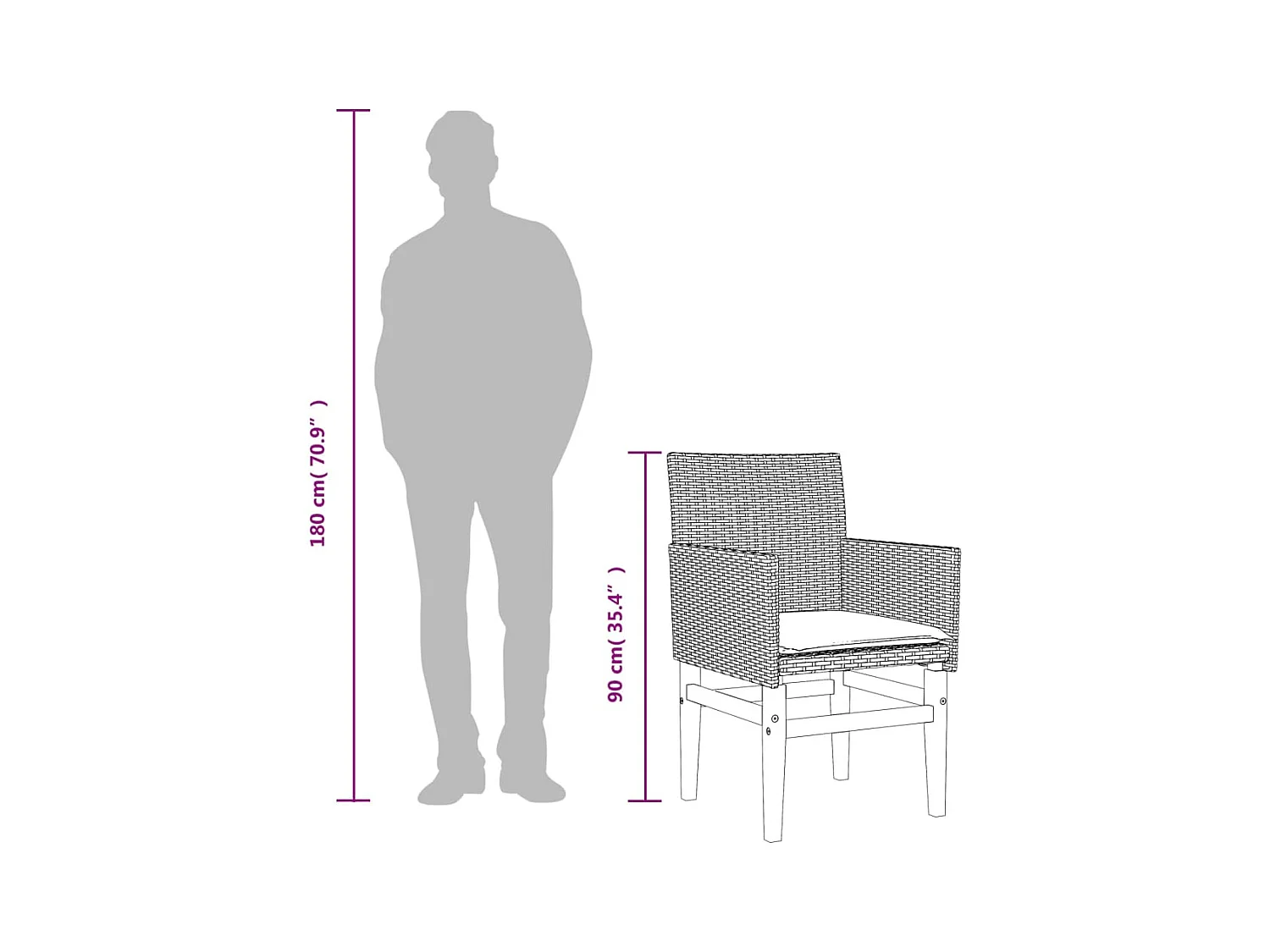 Tuinstoelen kussens set van 2 zwart geweven hars en hout