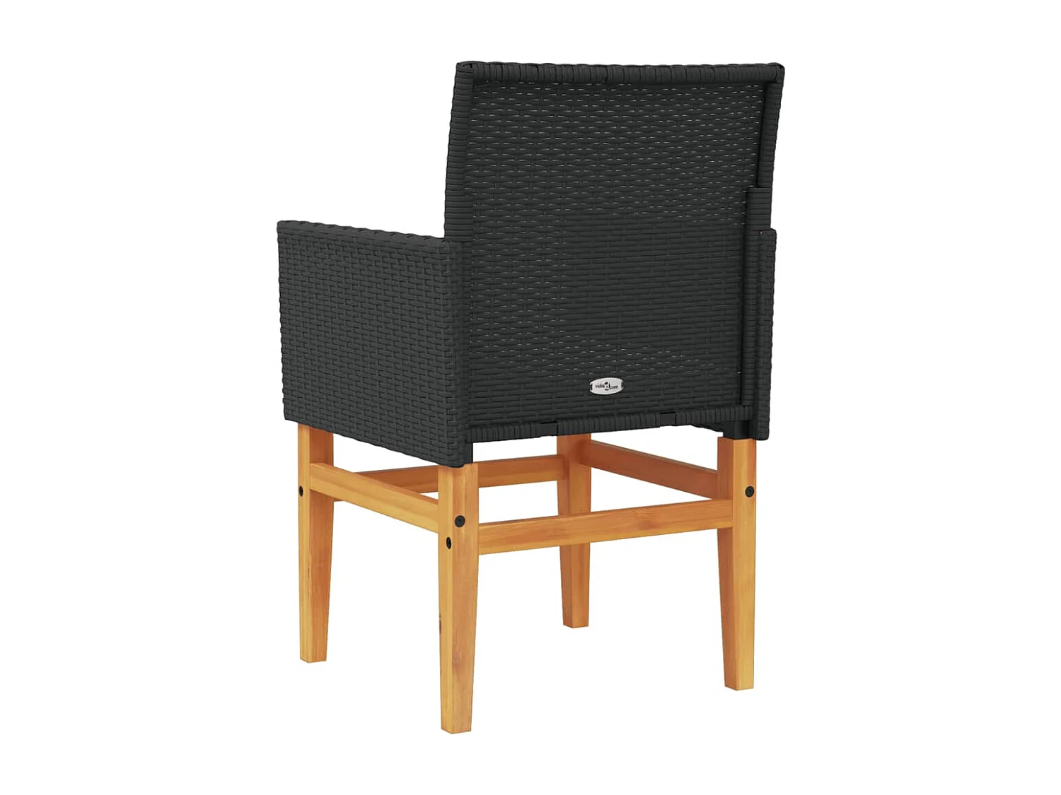 Chaises de jardin coussins lot de 2 noir résine tressée et bois