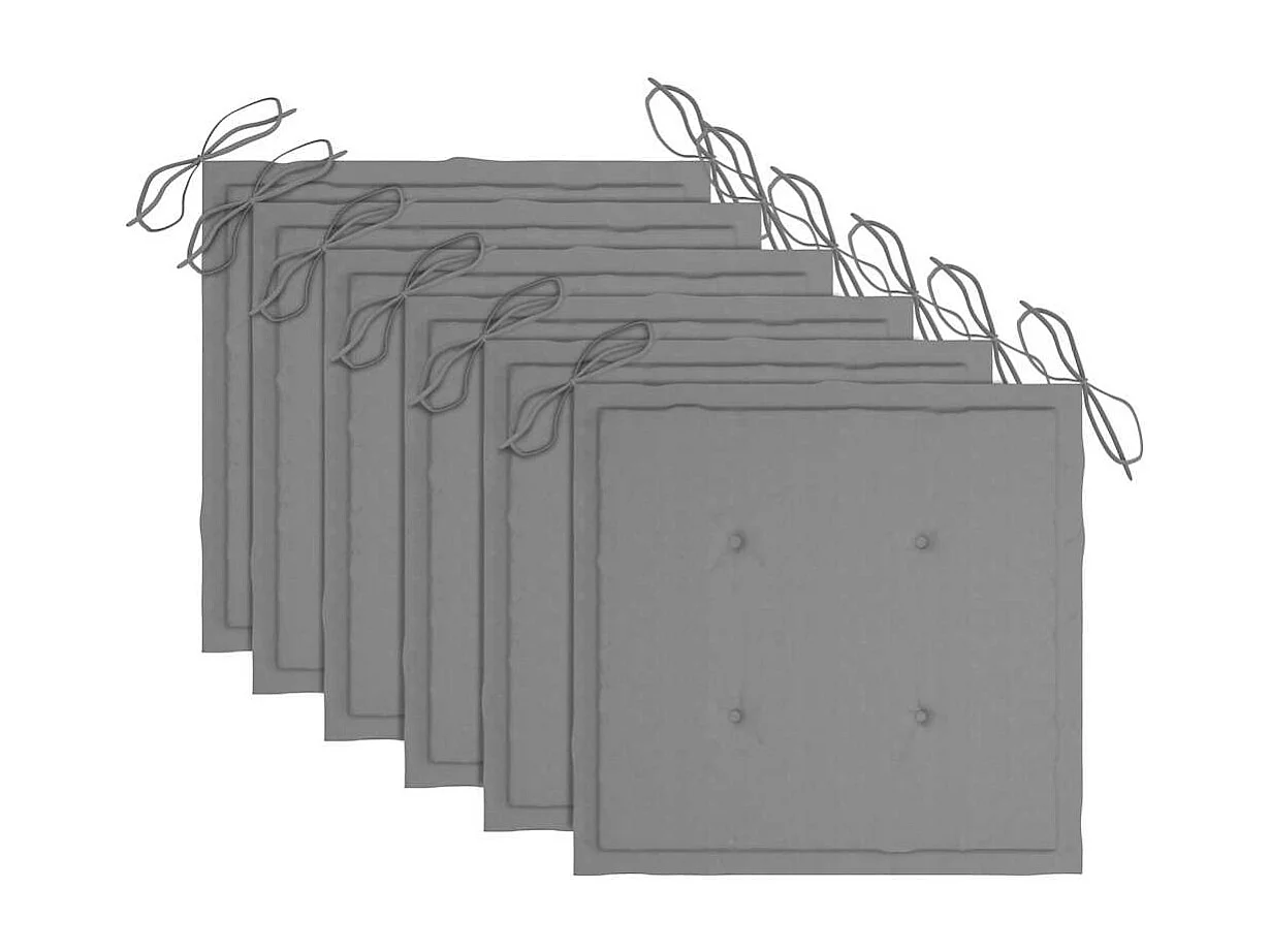 Chaises de jardin et coussins gris lot de 6 Bois de teck massif