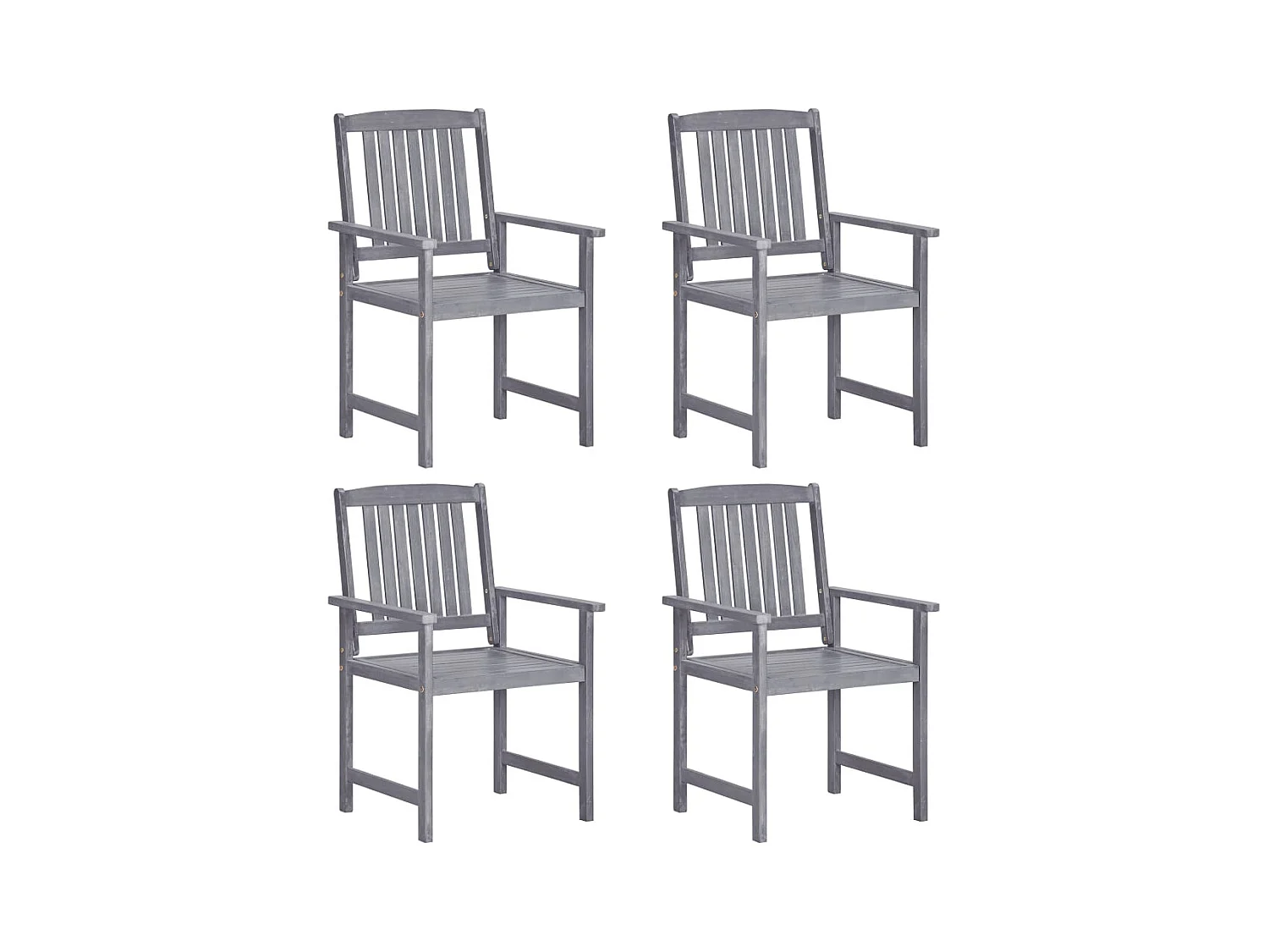 Chaises de jardin lot de 4 Bois massif d'acacia Gris