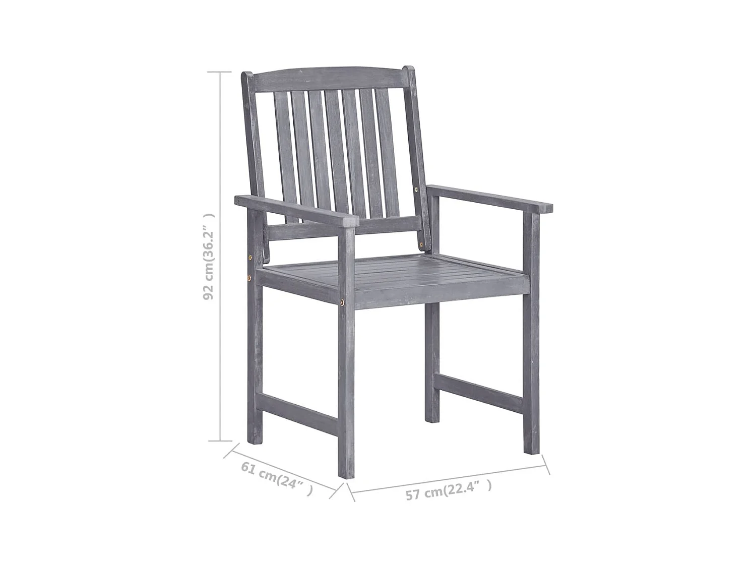 Set di 4 sedie da giardino in legno massello di acacia grigio