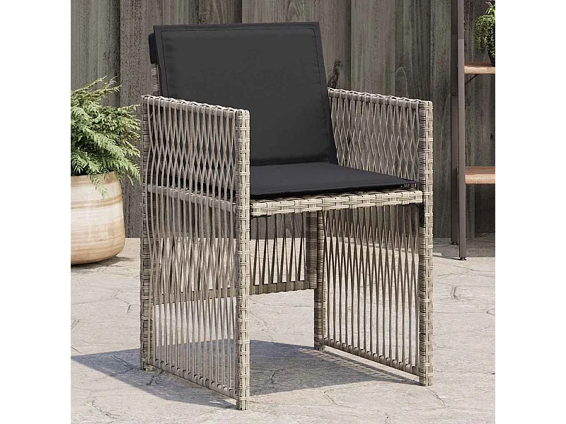 Tuinstoelen met kussens set van 4 lichtgrijs polyrotan