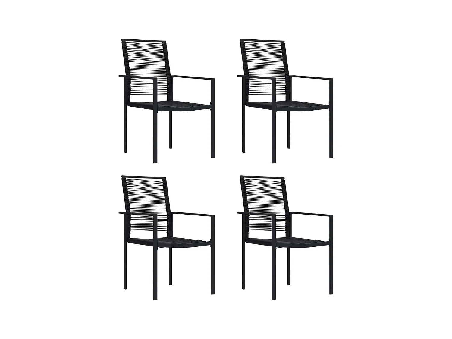 Chaises de jardin lot de 4 Rotin PVC Noir