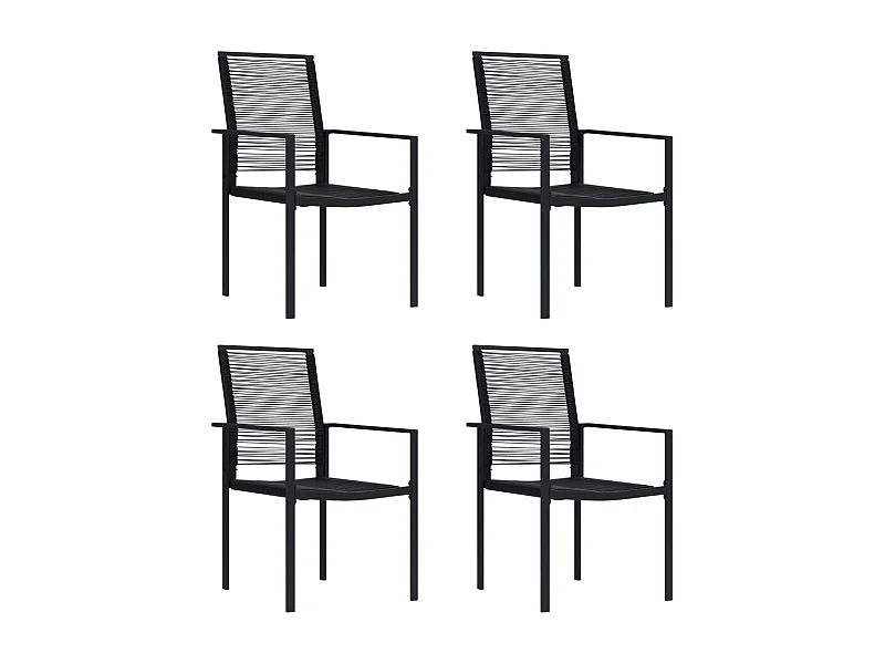 Chaises de jardin lot de 4 Rotin PVC Noir