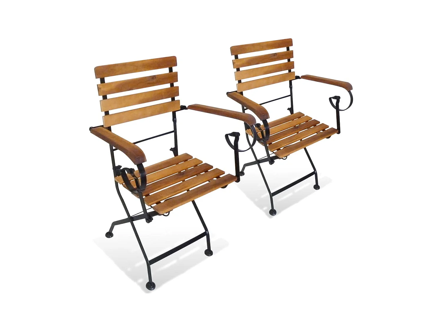 Chaises pliables de jardin lot de 2 Acier et bois acacia solide