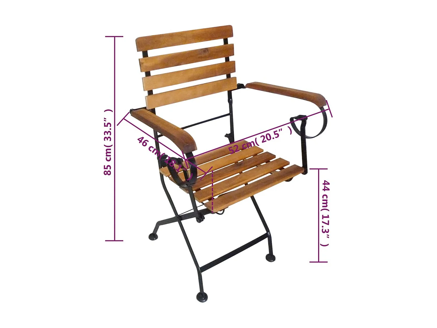 Chaises pliables de jardin lot de 2 Acier et bois acacia solide