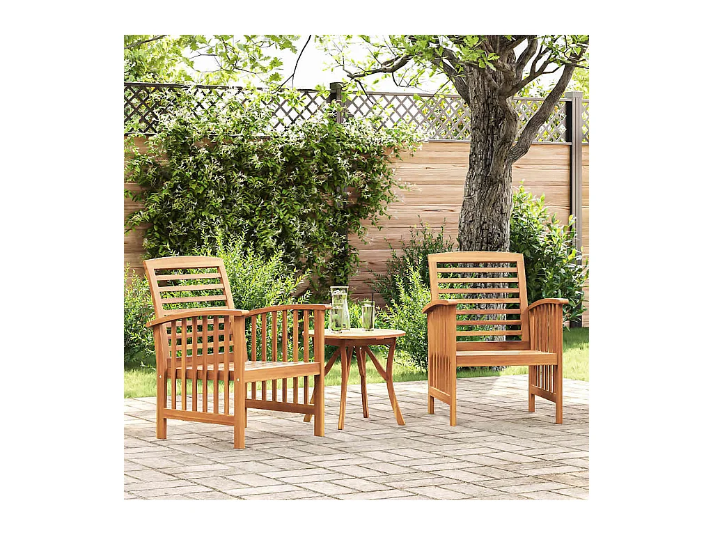 Set di 2 sedie da giardino in legno massello di acacia