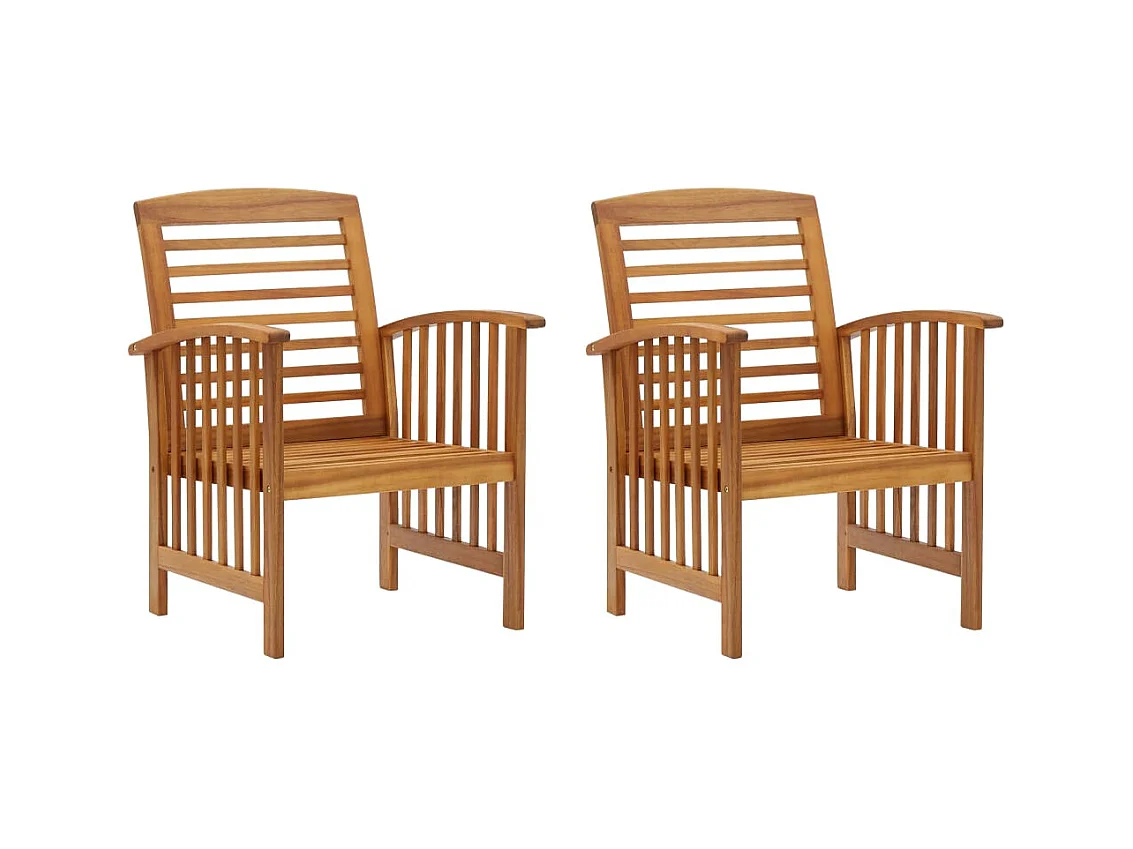 Set di 2 sedie da giardino in legno massello di acacia