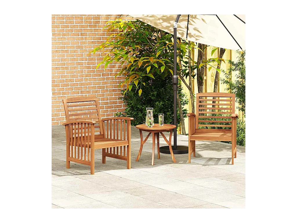 Set di 2 sedie da giardino in legno massello di acacia