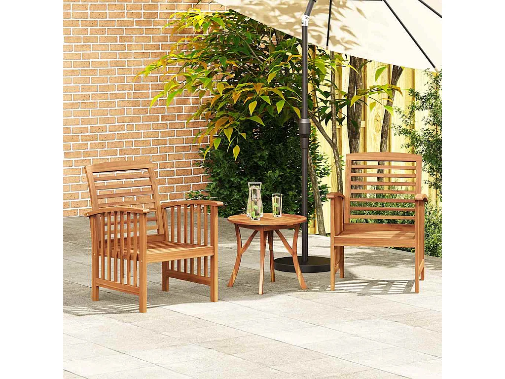Chaises de jardin lot de 2 Bois d'acacia massif