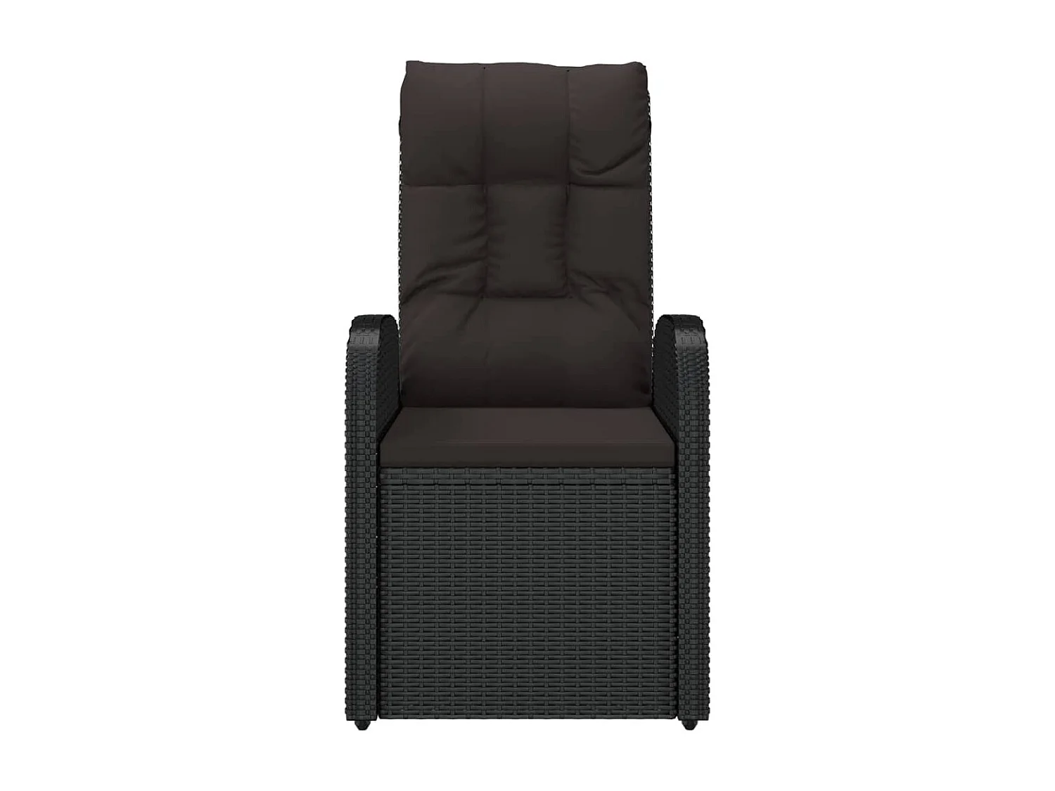 Chaise inclinable de jardin 2pc et coussins Résine tressée Noir