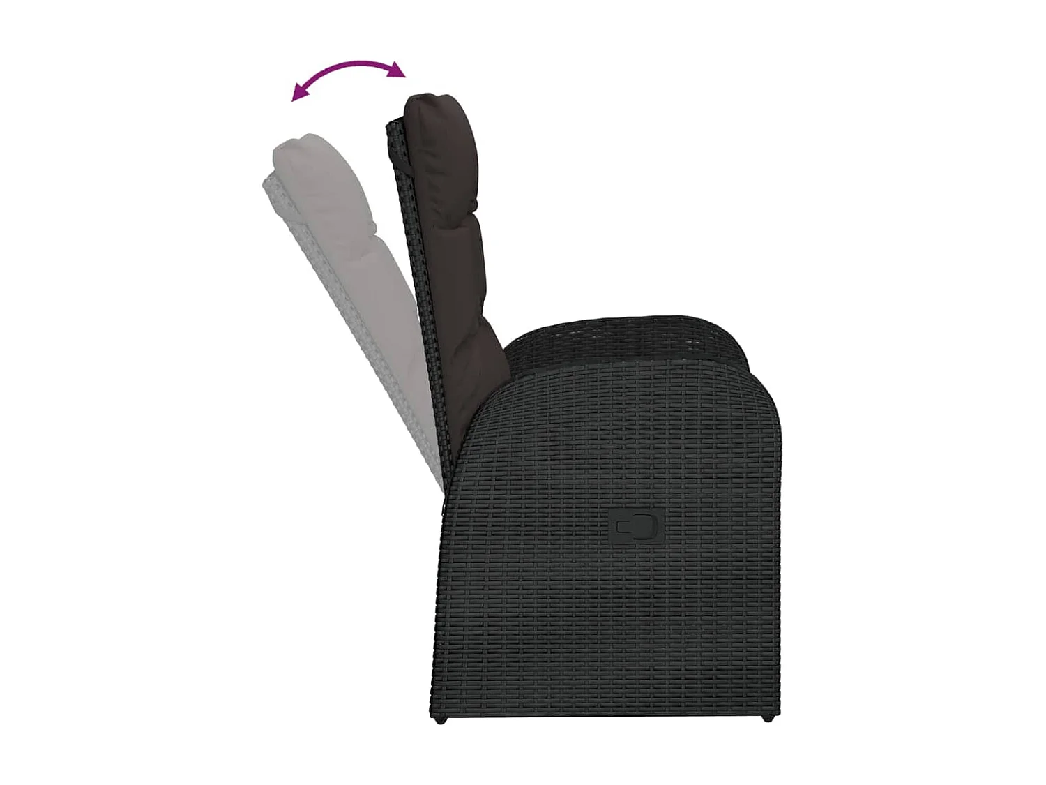 Chaise inclinable de jardin 2pc et coussins Résine tressée Noir