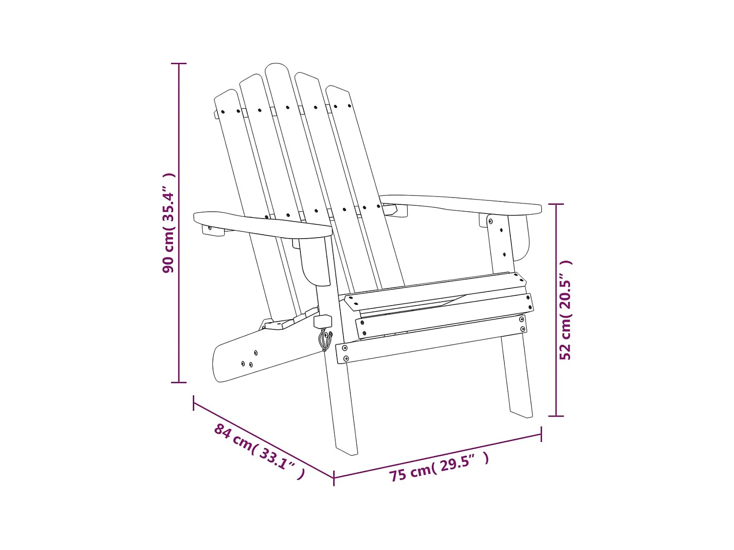 Set di 2 sedie da giardino Adirondack in legno massello di acacia