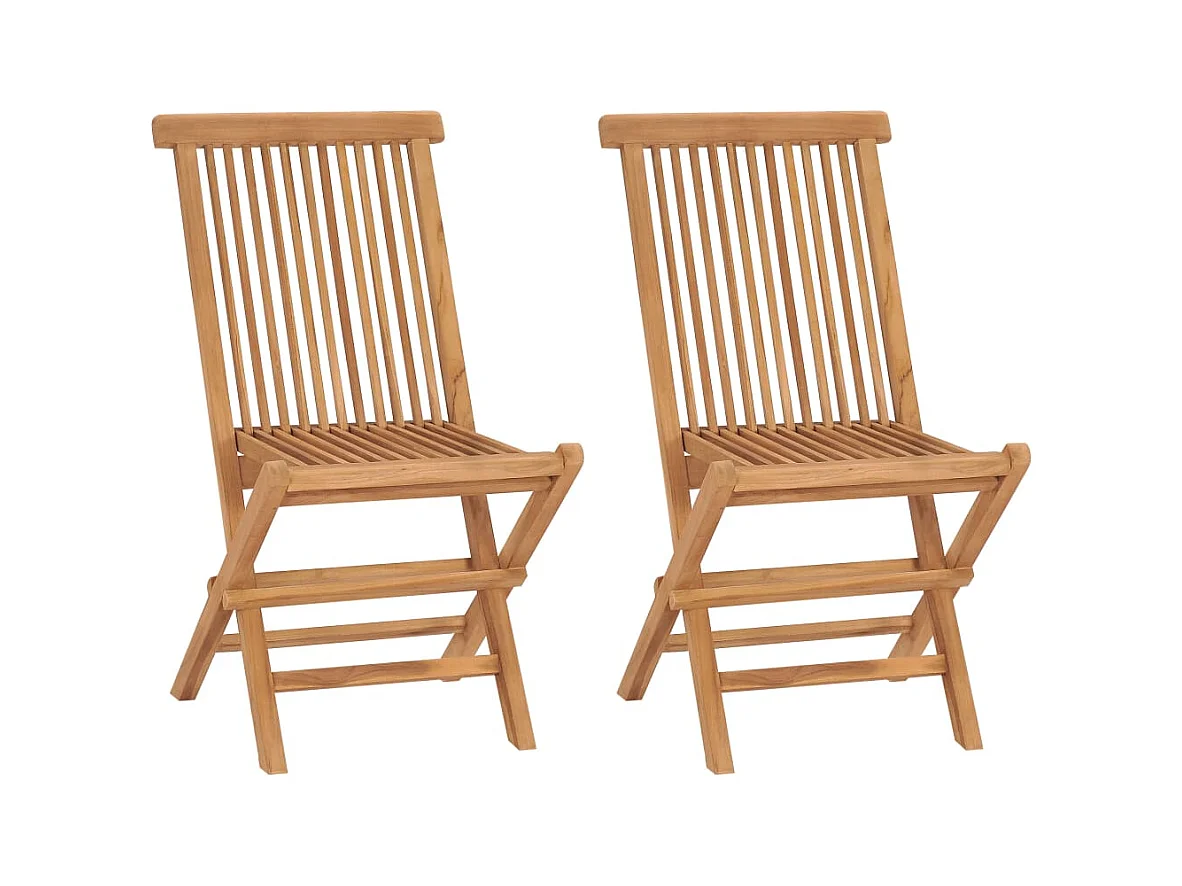 Chaises de jardin pliables lot de 2 Bois de teck massif