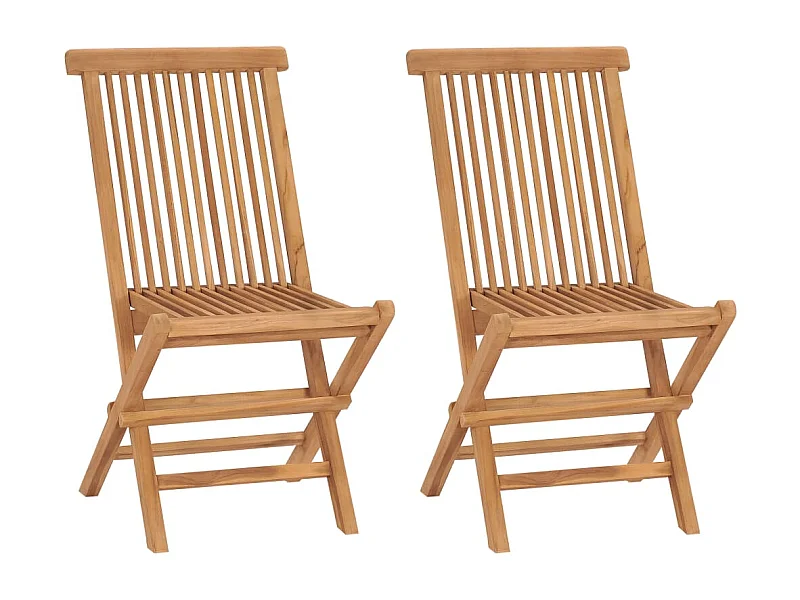 Chaises de jardin pliables lot de 2 Bois de teck massif