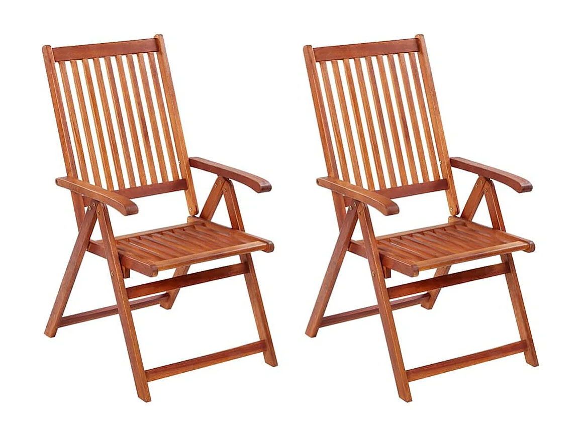 Chaises pliables de jardin lot de 2 Bois solide d'acacia Marron