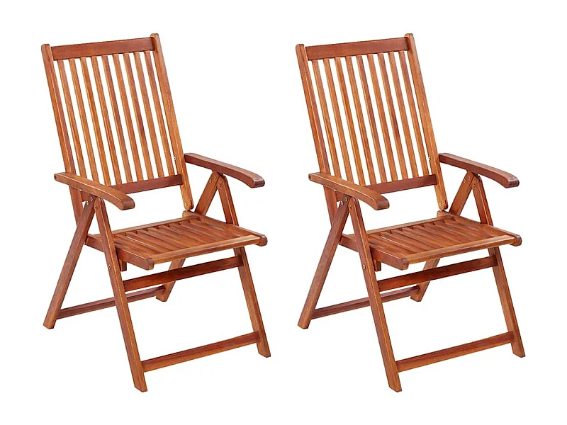 Chaises pliables de jardin lot de 2 Bois solide d'acacia Marron