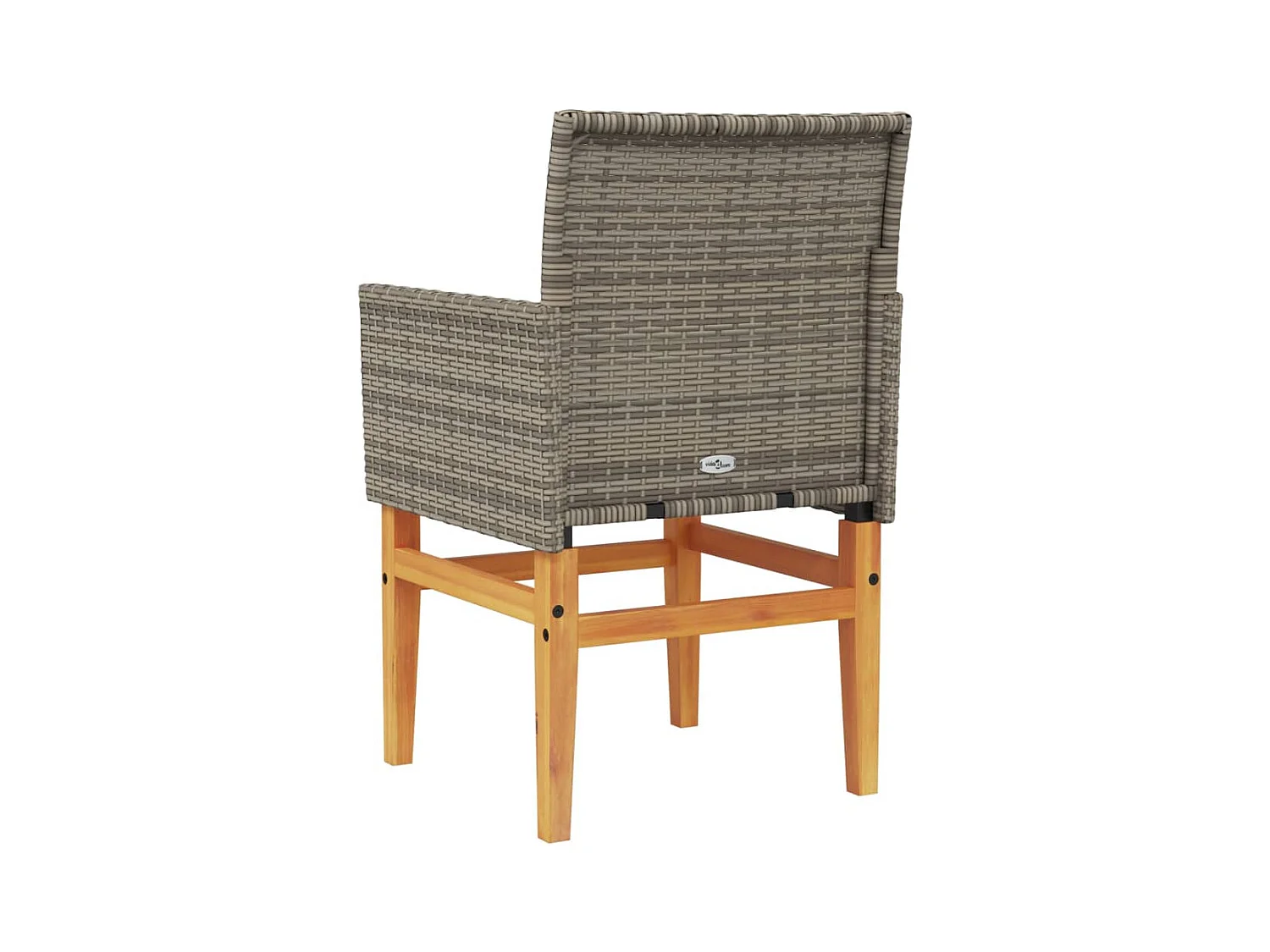 Set di 2 cuscini per sedie da giardino in resina intrecciata grigia e legno