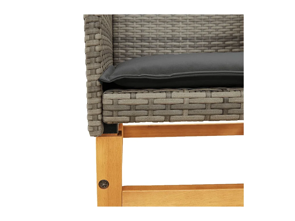 Set di 2 cuscini per sedie da giardino in resina intrecciata grigia e legno