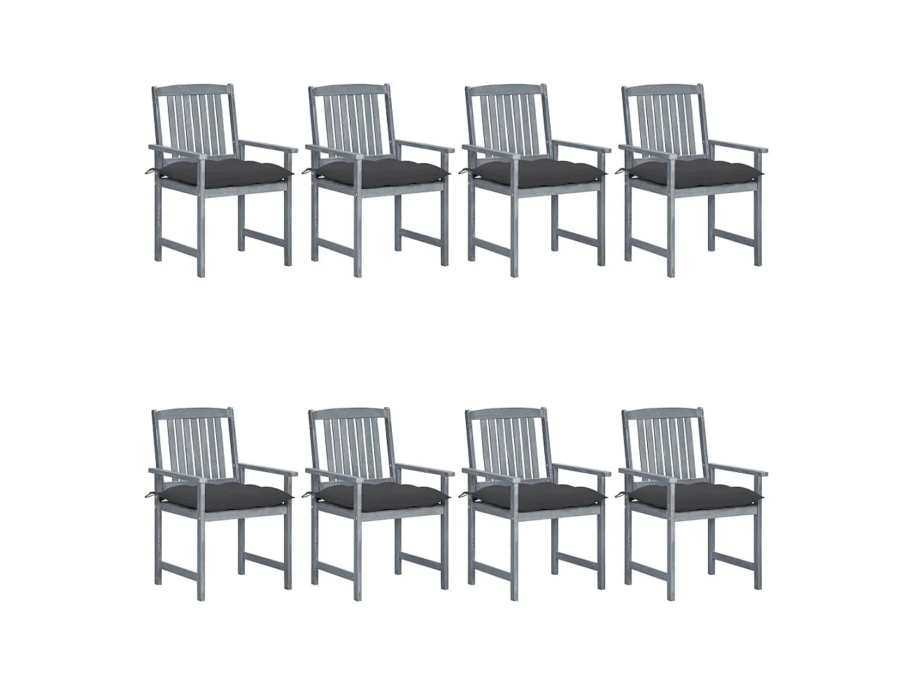 Chaises de jardin et coussins lot de 8 Bois acacia solide Gris