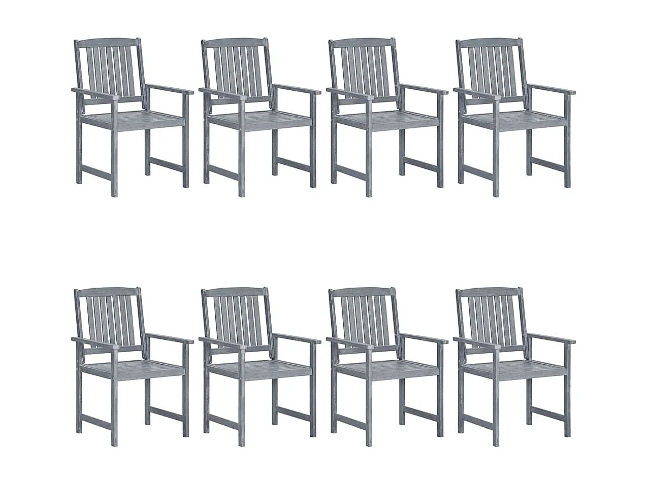Chaises de jardin et coussins lot de 8 Bois acacia solide Gris