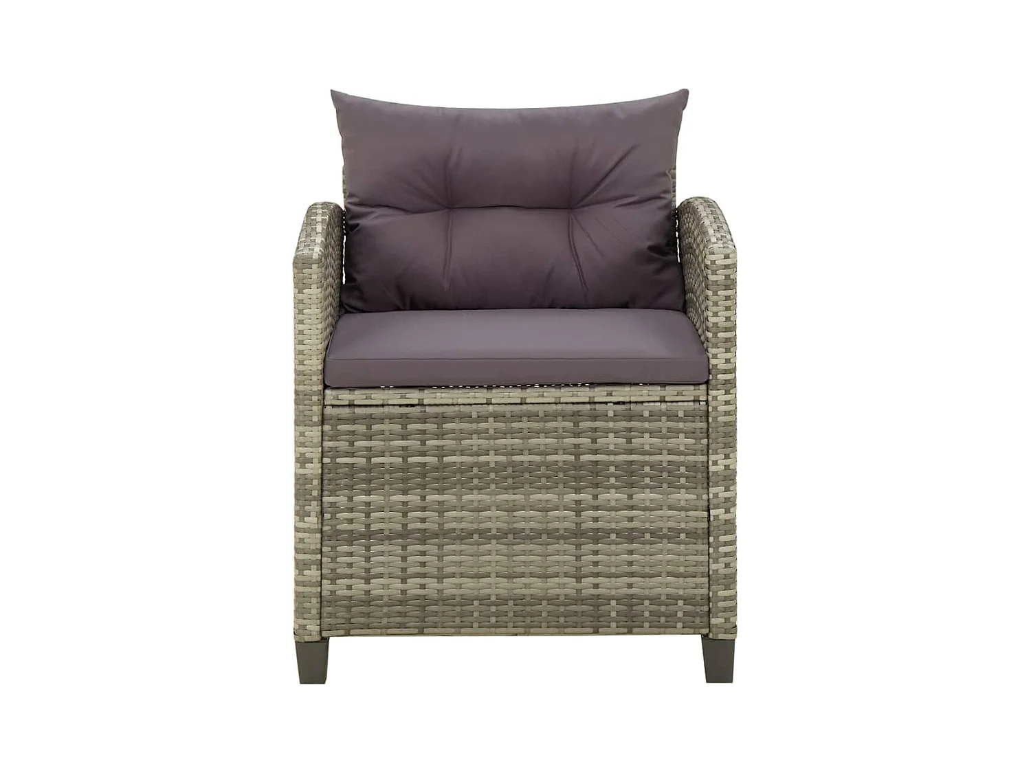 Silla de jardín con cojines de resina tejida gris