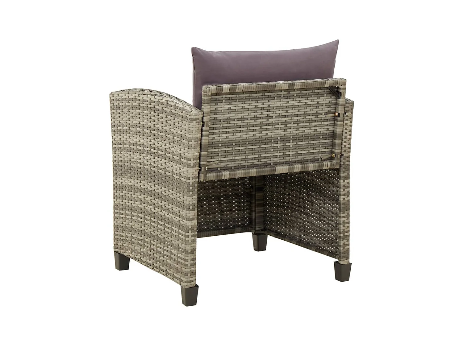 Silla de jardín con cojines de resina tejida gris