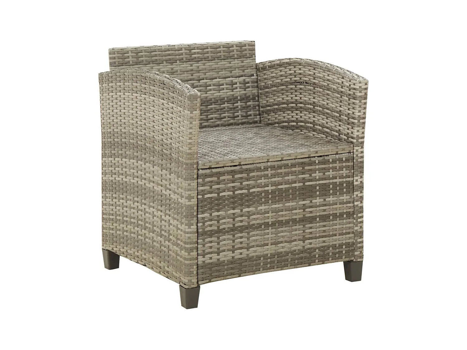 Silla de jardín con cojines de resina tejida gris