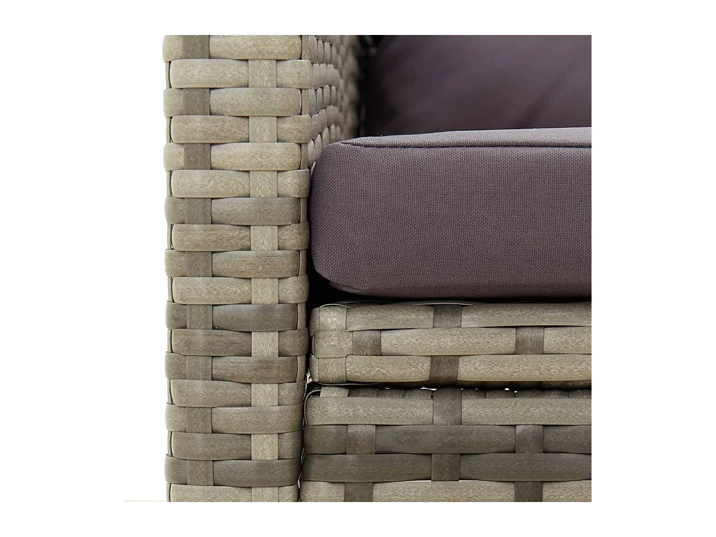 Silla de jardín con cojines de resina tejida gris