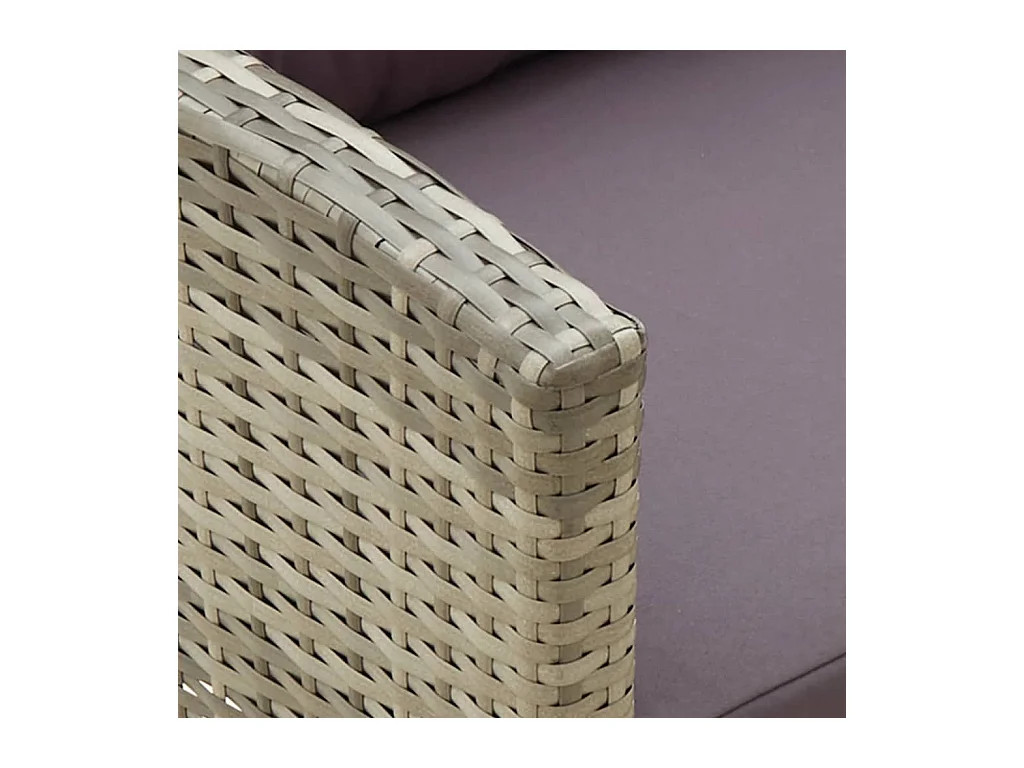 Silla de jardín con cojines de resina tejida gris